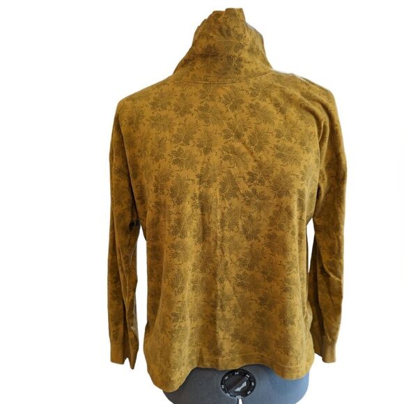 Vintage 90s Palmetto's mustard yellow leaf print‎ turtle neck - Picture 1 of 5